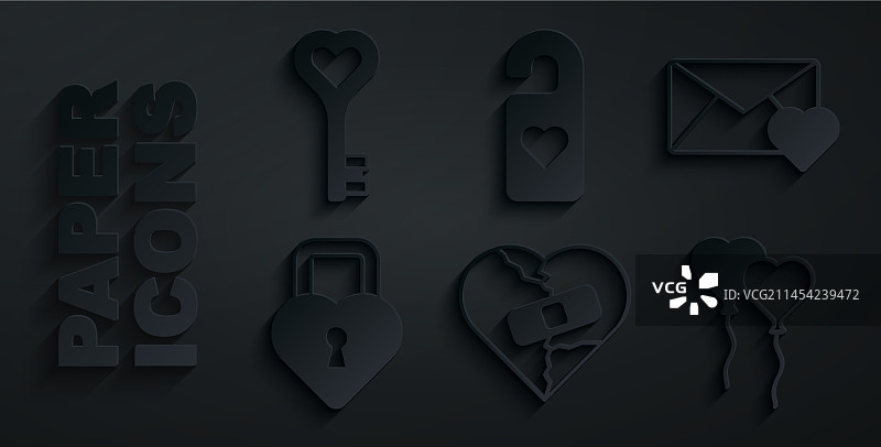 已修复的破碎的心或离婚信封图片素材