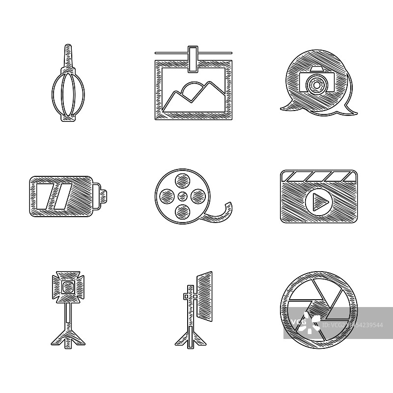 电影胶片摄影棚柔光箱灯泡图片素材