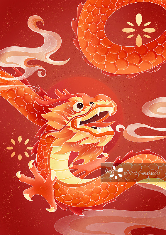简约创意国风龙年手绘插画图片素材