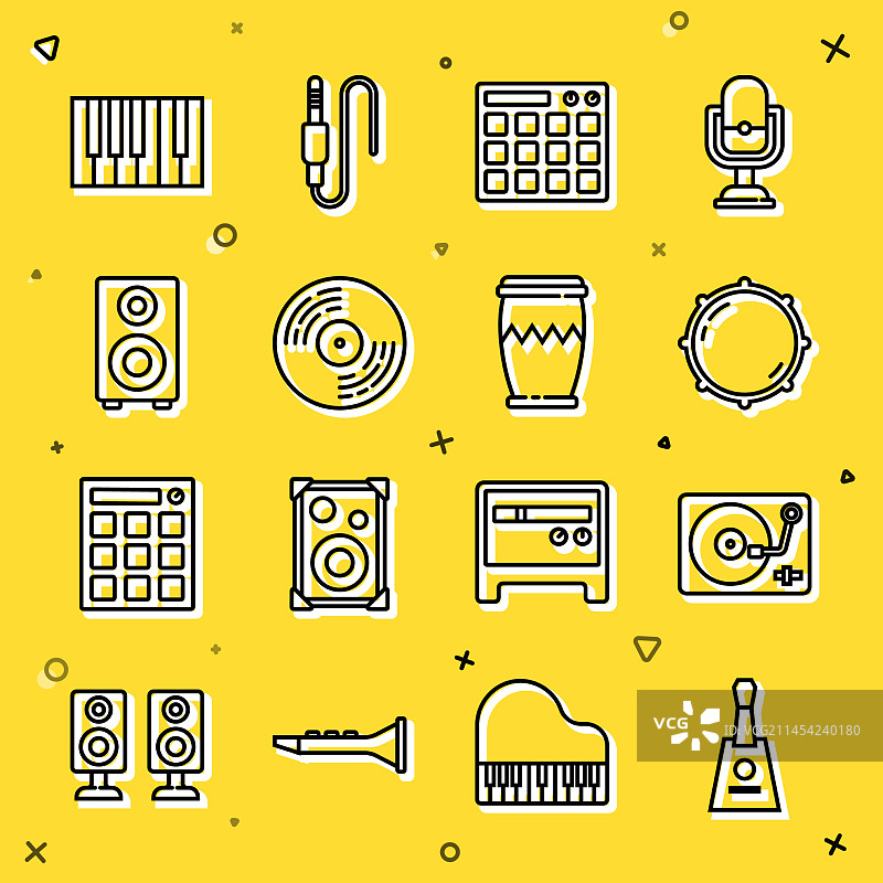 巴拉莱卡琴和黑胶唱片播放器图片素材