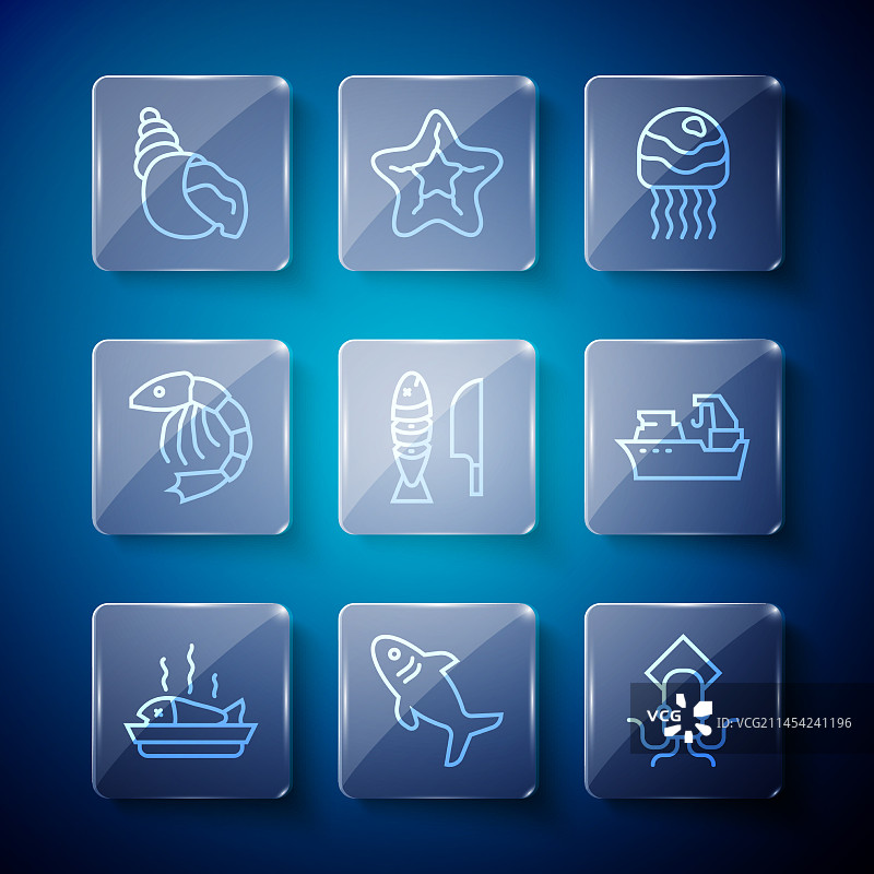 盘中鲨鱼章鱼海鲜图片素材