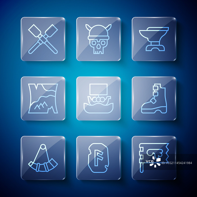 狩猎号角魔法符文维京旗帜线条图片素材