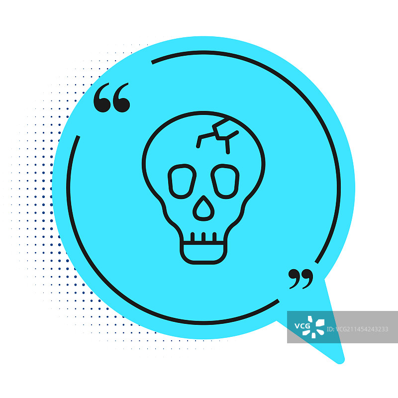 黑色线条骷髅头图标，白色背景图片素材