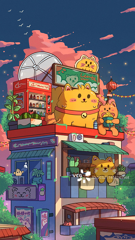 治愈风猫咪插画图片素材