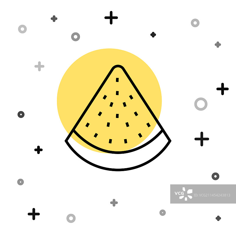 黑色线条西瓜图标，白色背景图片素材