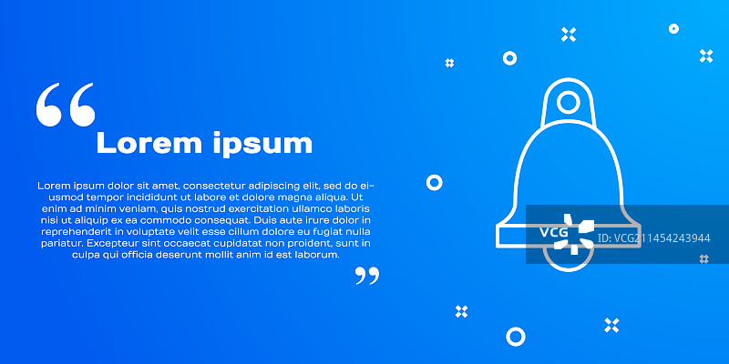 蓝色背景上的白色线条教堂钟声图标图片素材