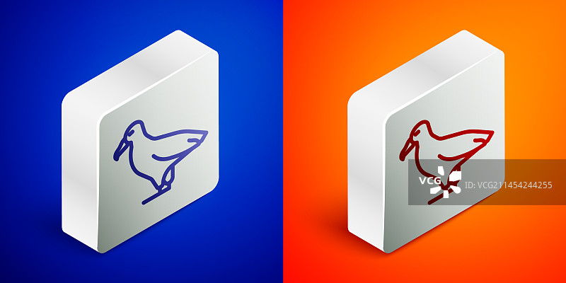 2.5D线条蓝色背景信天翁图标图片素材