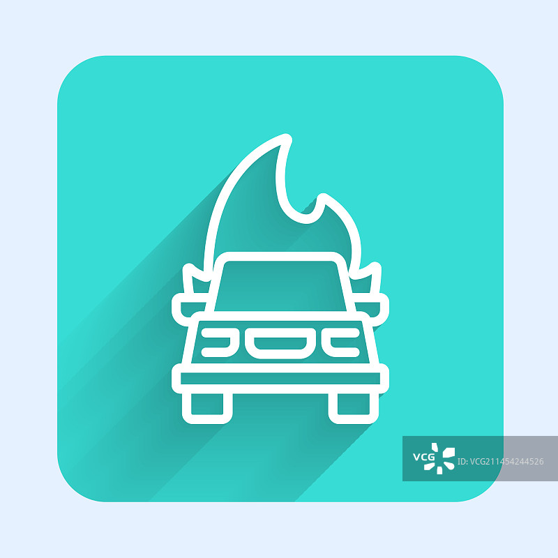白色线条燃烧的汽车长阴影图标图片素材