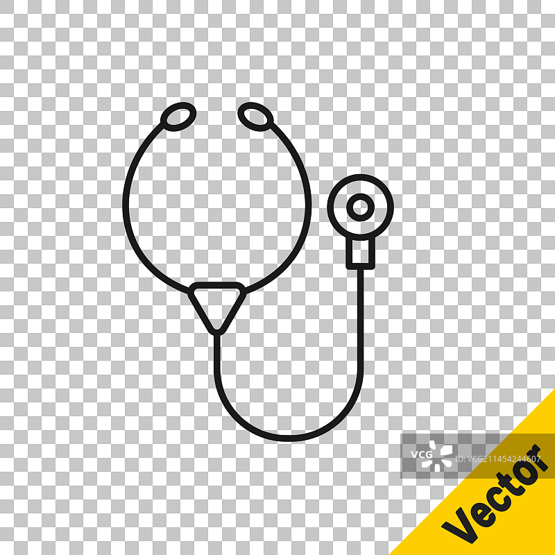 黑色线条听诊器，医疗器械图标图片素材