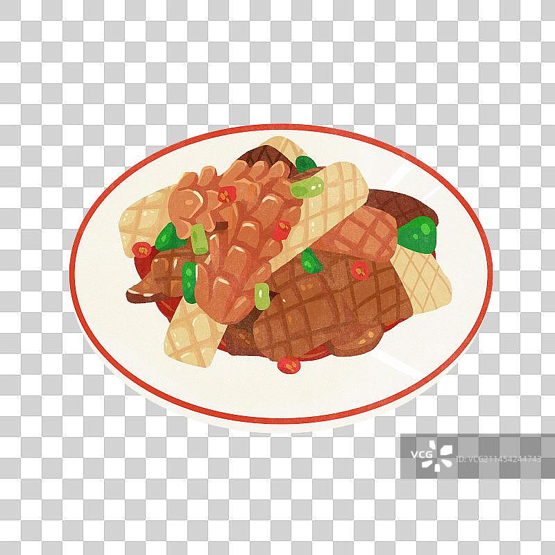 卡通山东鲁菜油爆双脆插画图片素材