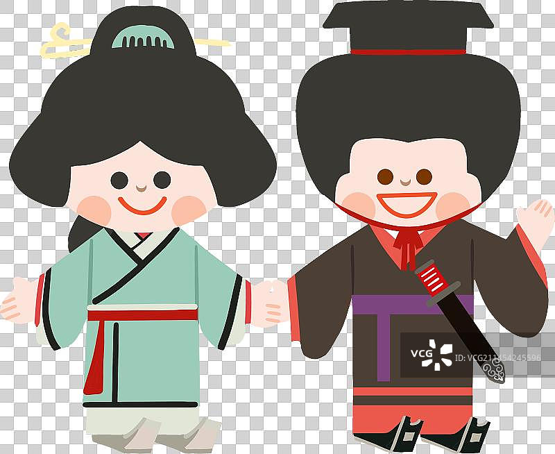 56个民族汉族男女免抠插画元素图片素材