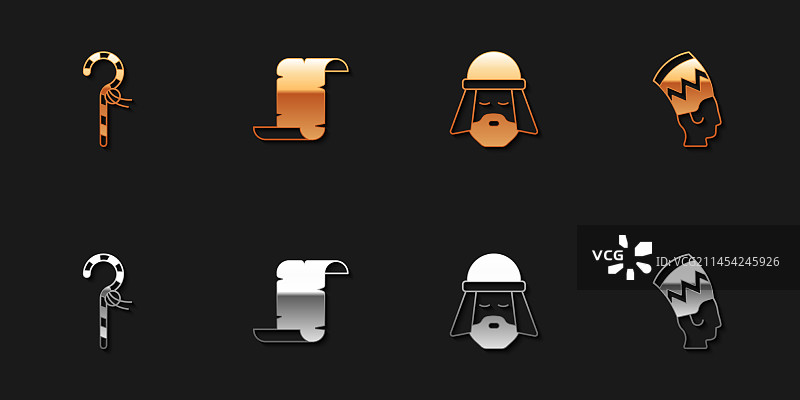 弯曲的纸莎草卷轴埃及男人图片素材