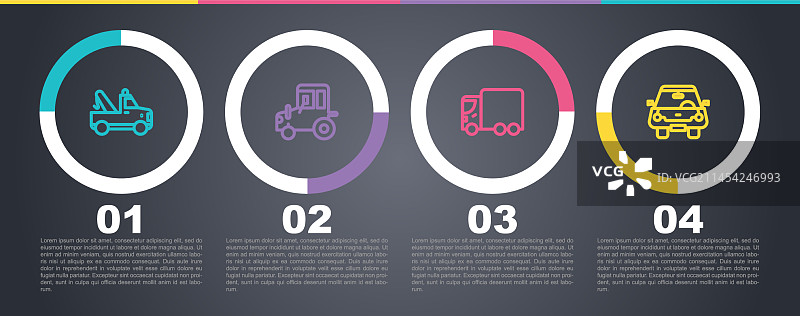 拖车拖拉机货运汽车线条图片素材