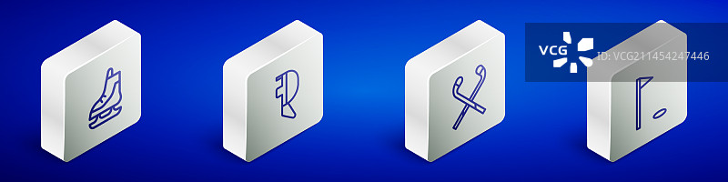 2.5D线条溜冰鞋与击剑头盔面罩图片素材