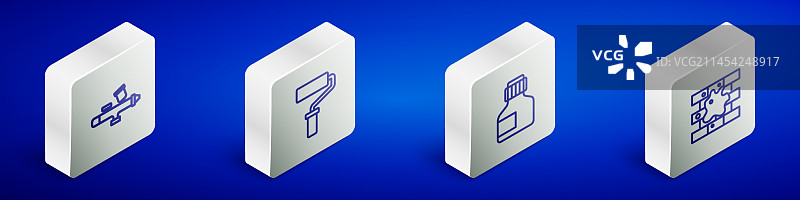 2.5D等距线条喷枪滚刷素材图片素材