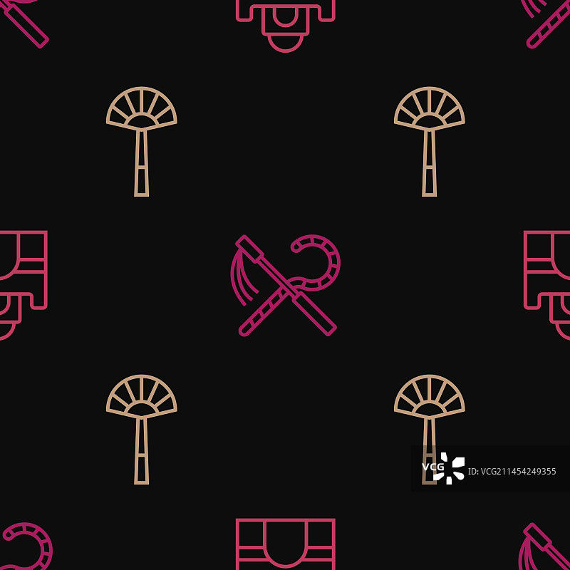 埃及房屋扇子弯钩连枷线条组合图片素材