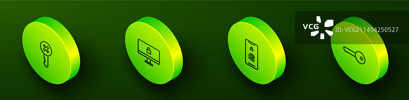 2.5D线稿错误钥匙锁电脑图片素材