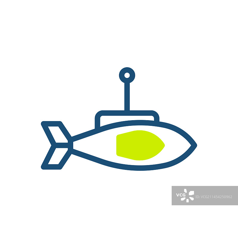 潜艇图标双色绿色蓝色军事图片素材