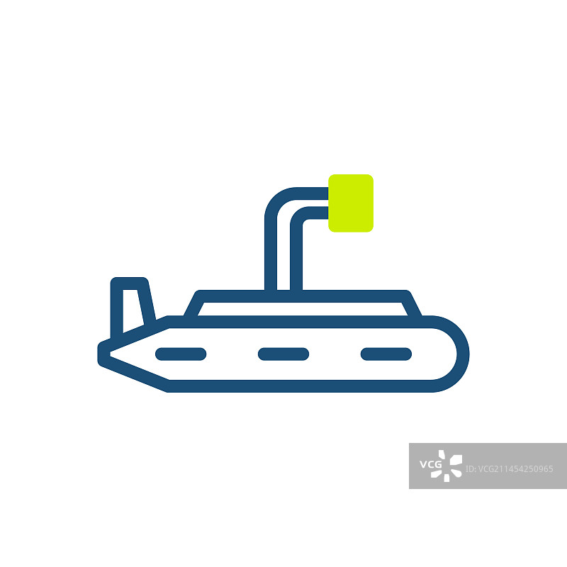 潜艇图标双色绿色蓝色军事图片素材