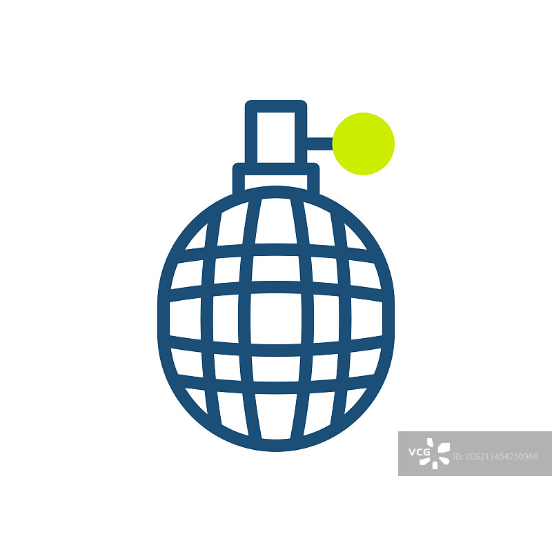 手榴弹双色调图标（绿蓝色军事风格）图片素材