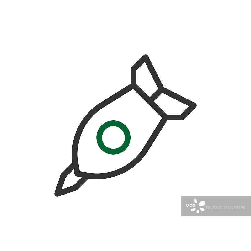 火箭双色图标：灰色和绿色军用图片素材