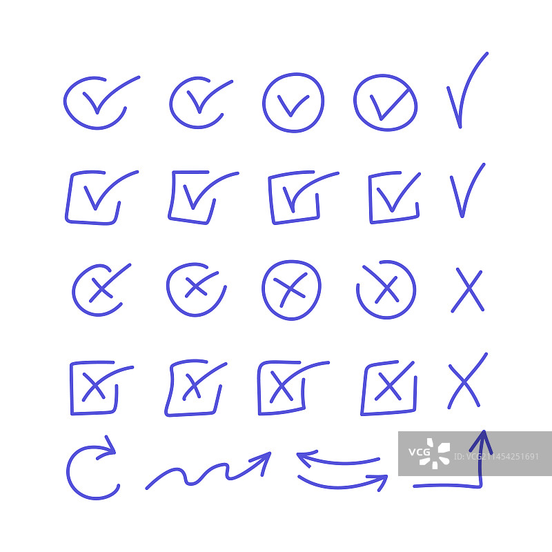 手绘涂鸦对勾图标图片素材