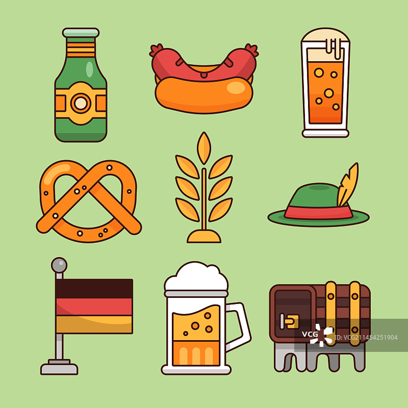 啤酒节手绘元素合集图片素材