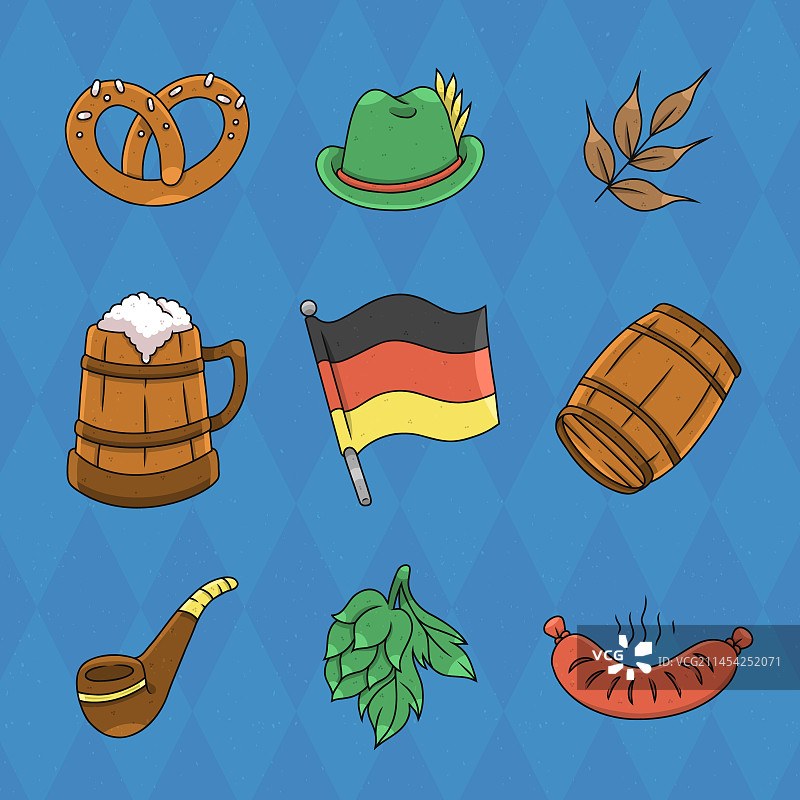 啤酒节手绘元素合集图片素材