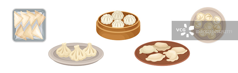 各种馅料熟面团饺子图片素材