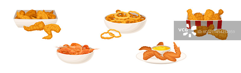 酥脆洋葱圈小吃拼盘图片素材