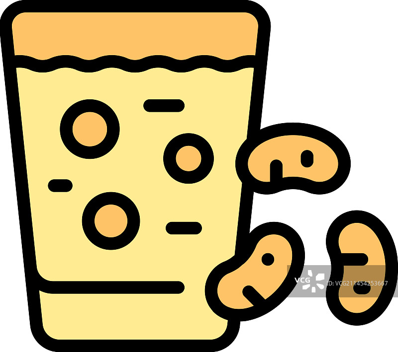 腰果奶玻璃图标（扁平风格）图片素材