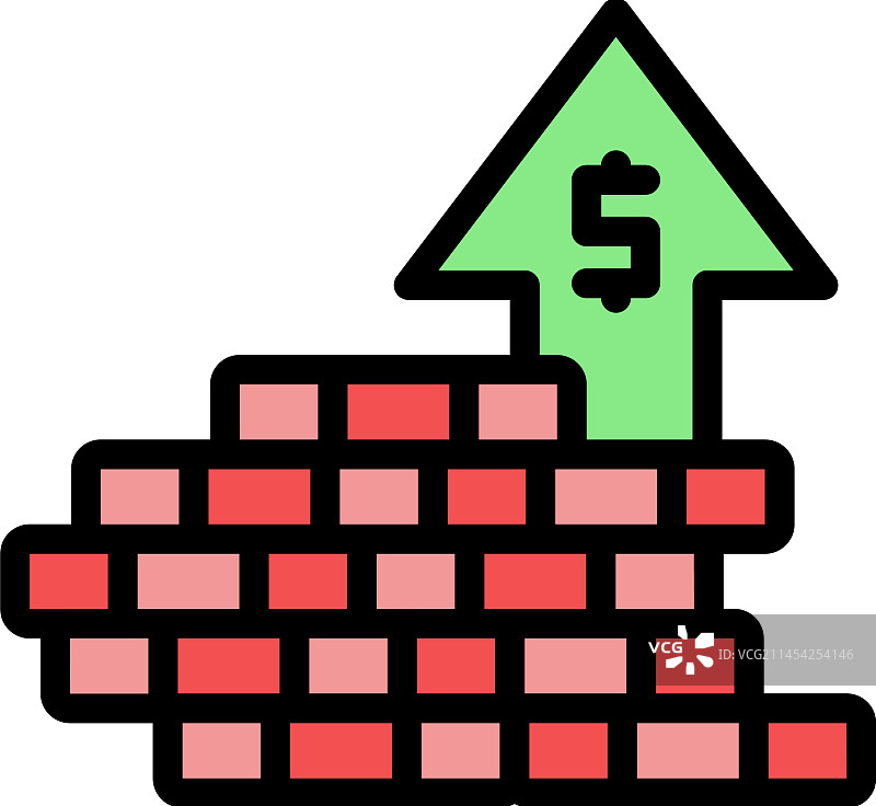 上升的硬币堆叠图标图片素材