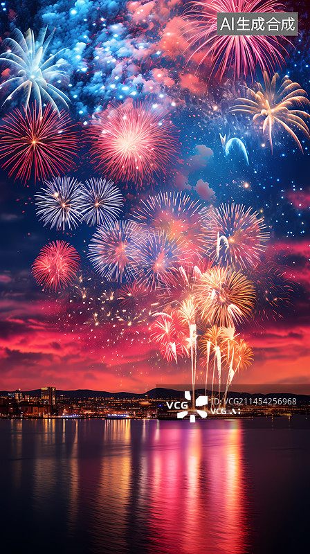 【AI数字艺术】烟花烟火庆祝插画图片素材