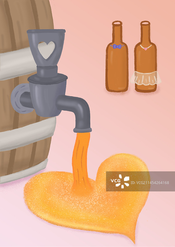 心形情侣啤酒夜宵聚会插画饮料图片素材