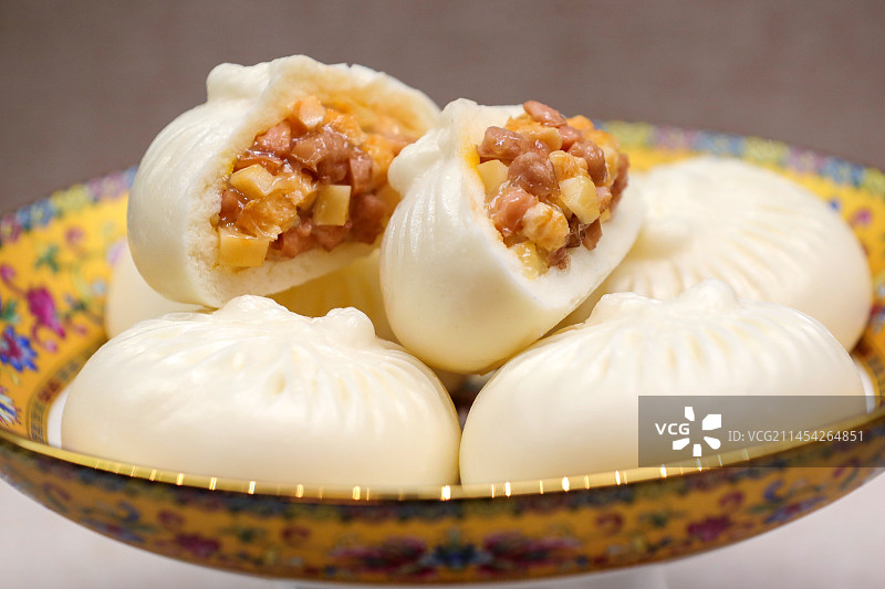 三丁包子，拍摄于中国淮扬菜博物馆图片素材
