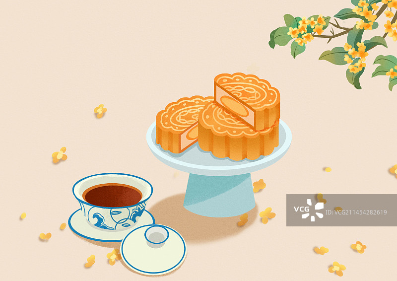 中秋节月饼横构图图片素材