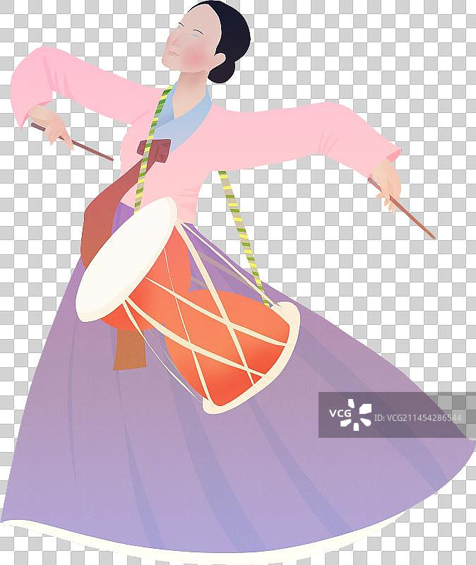 56个民族之朝鲜族跳舞打鼓人物元素图片素材