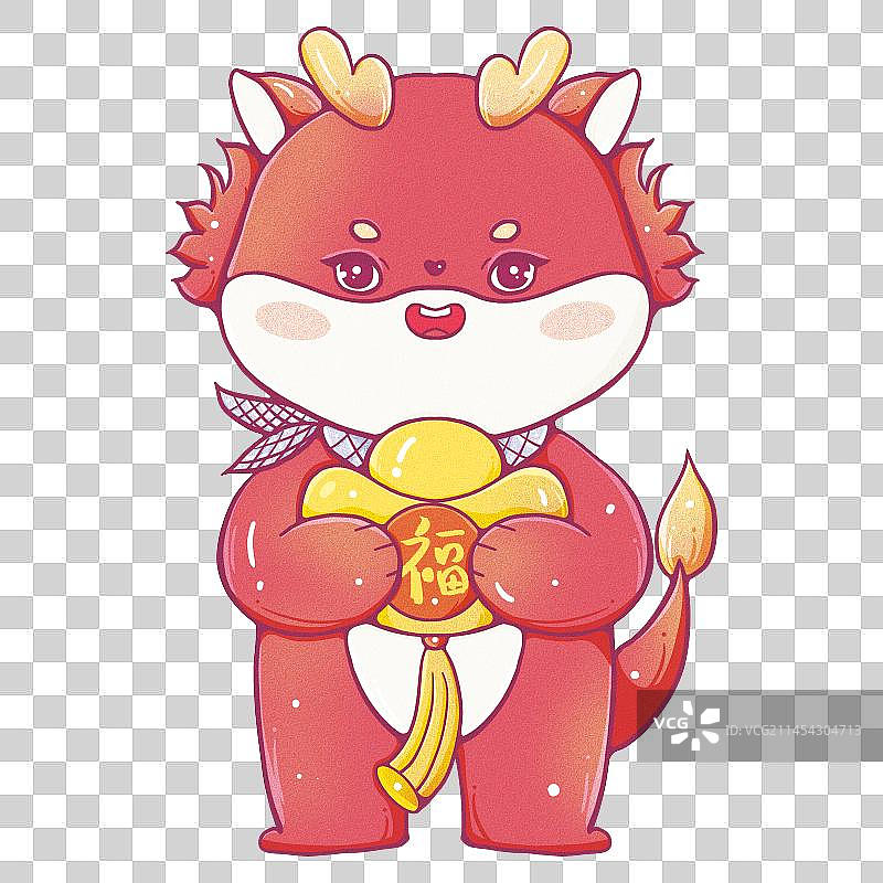 新年龙年红色元宝小奶龙图片素材