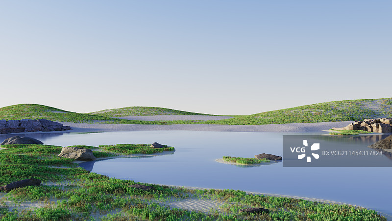 三维渲染抽象山脉地形背景图片素材