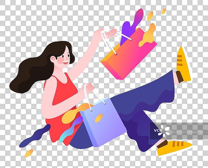 双11双12购物节电商人物插画图片素材