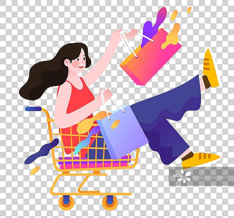双11双12购物节电商人物插画图片素材