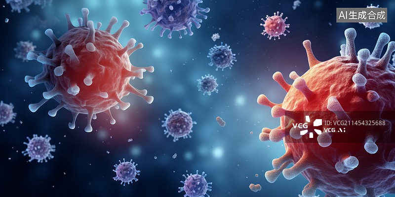 【AI数字艺术】三维图形新冠病毒科技背景图图片素材