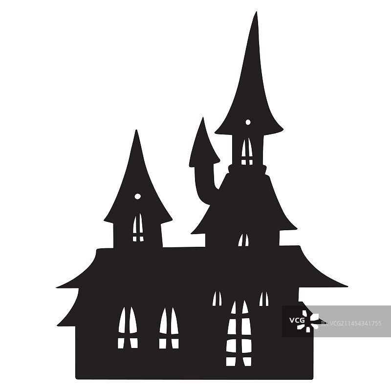 女巫屋剪影单色贴纸图片素材