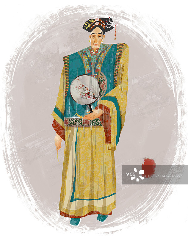 历史名人慈禧插画图片素材