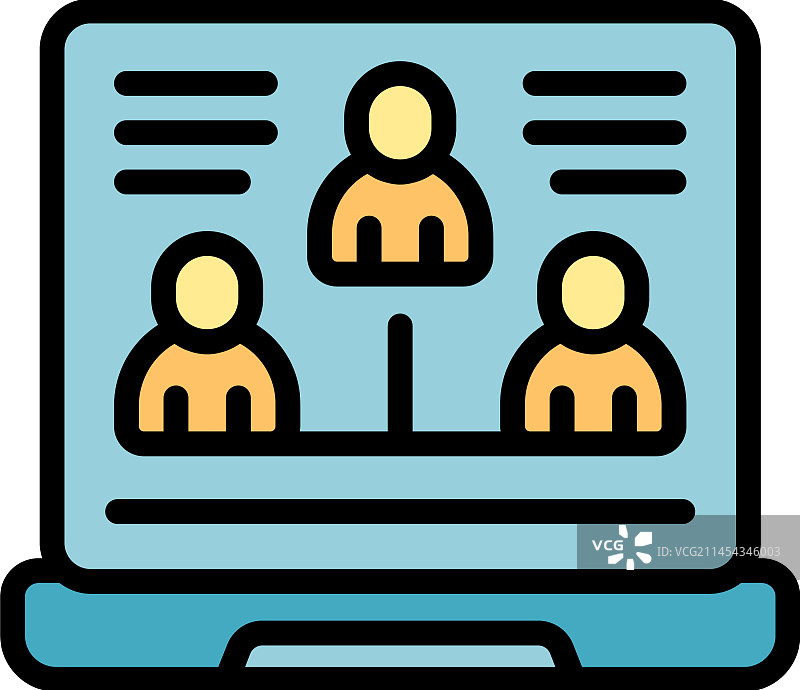 笔记本电脑在线课程图标扁平风格图片素材