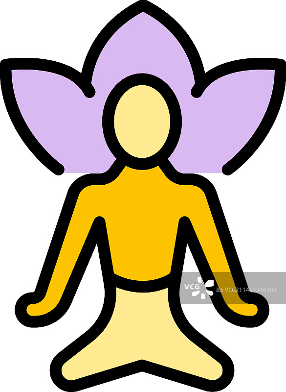 平静的冥想图标扁平风格图片素材