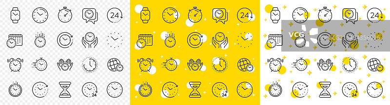 时间和时钟线性图标：定时器和闹钟图片素材