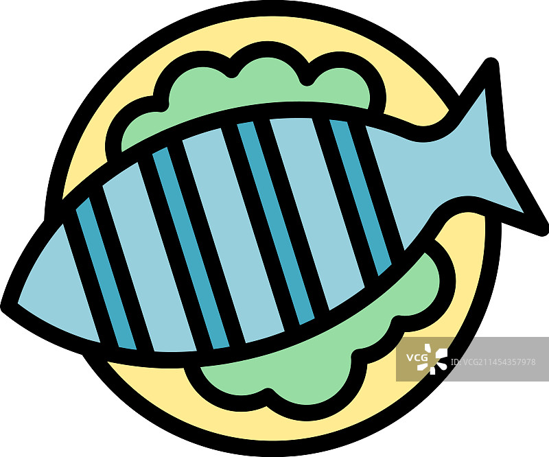 扁平风格烤河鱼图标图片素材