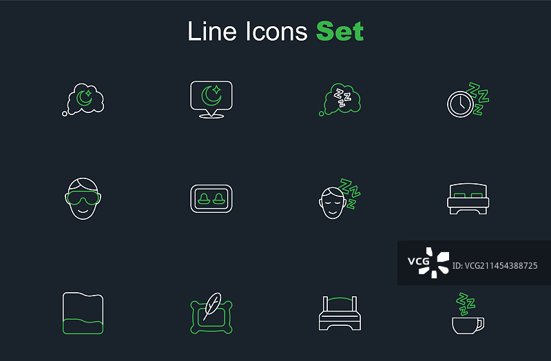 洋甘菊茶、大床和枕头梦境套装图片素材