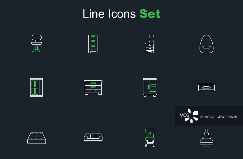 悬挂灯椅沙发床垫电视套装图片素材